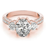 Platinum 2.00CT DE/VS Lab Grown Oval Cut Diamond Trilogy Engagement Ring