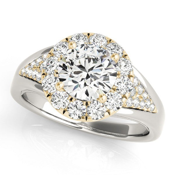 Lab Grown Round Diamond Halo Engagement Ring 18K White Gold