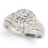 Bague de fiançailles en or blanc 18 carats avec halo de diamants ronds de laboratoire