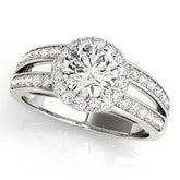 2.00Ct DE/VS Lab Grown Round Diamond Halo Engagement Ring 18K White Gold