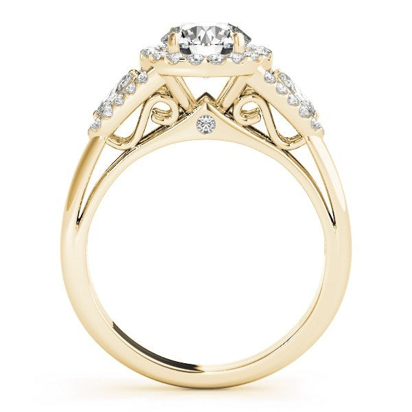 Lab Grown Round Cut Diamond Halo Engagement Ring