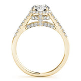 Lab Grown Round Diamond Halo Engagement Ring 18K Yellow Gold