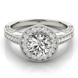 Lab Grown Round Cut Diamond Halo Engagement Ring
