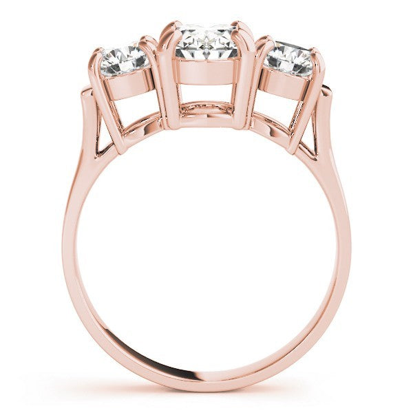 18k yellow gold Oval cut Trilogy Engagement Ring – 2Ct DE/VS Lab Grown Diamonds
