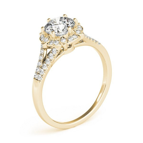 2.00Ct DE/VS Lab Grown Round Diamond Halo Engagement Ring 18K Yellow Gold