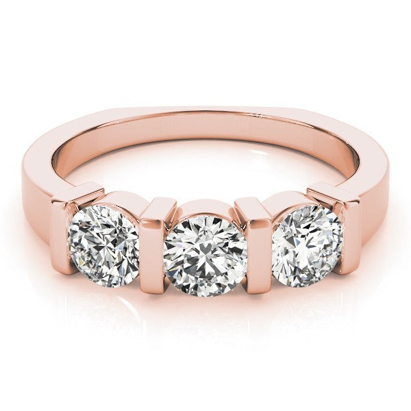 2.00Ct Lab Grown Round Diamond Bar Set 3 Stone Engagement Ring Platinum