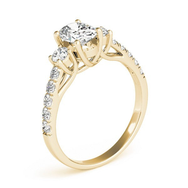 2.00CT Lab Grown Oval Diamond Trilogy Engagement Ring Platinum