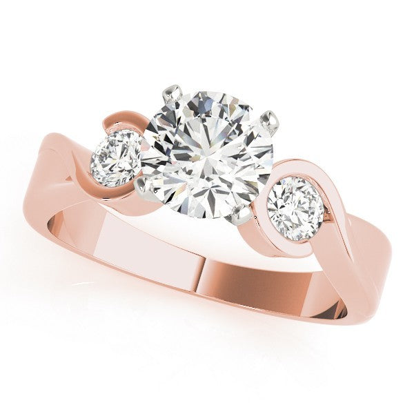Platinum Round Diamond Designer Trilogy Engagement Ring - DE/VS 2Ct Lab Grown