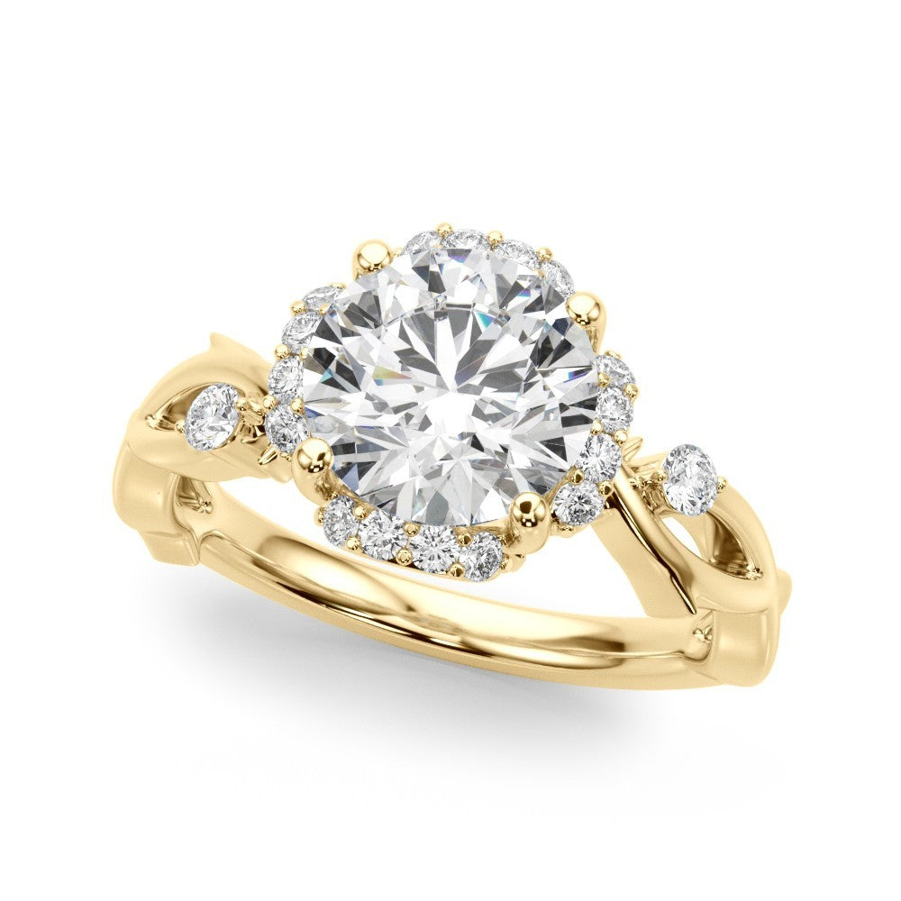 Lab-Grown Round Cut Diamond Halo Engagement Ring Platinum