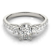 2.00CT Lab Grown Oval Diamond Trilogy Engagement Ring Platinum