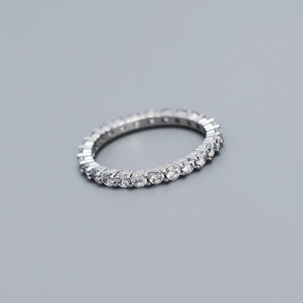 D-E/VVS 1 Ct Lab Grown Round Cut Diamond Claw set Full Eternity Ring White Gold