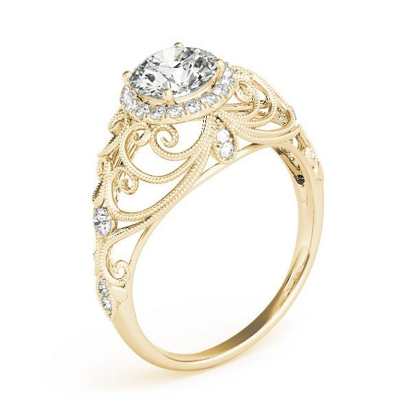 Lab Grown Round Diamond Halo Engagement Ring