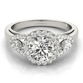 Lab Grown Round Cut Diamond Halo Engagement Ring