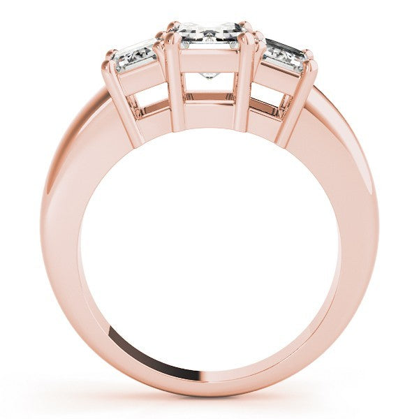 Lab Grown Emerald Cut Diamond Ring 18K Yellow Gold 3 Stone Ring