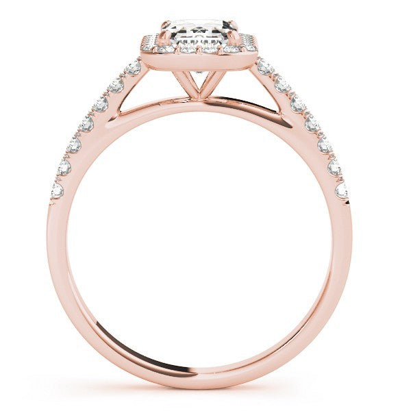 Lab Grown Emarald Diamond Halo Engagement Ring