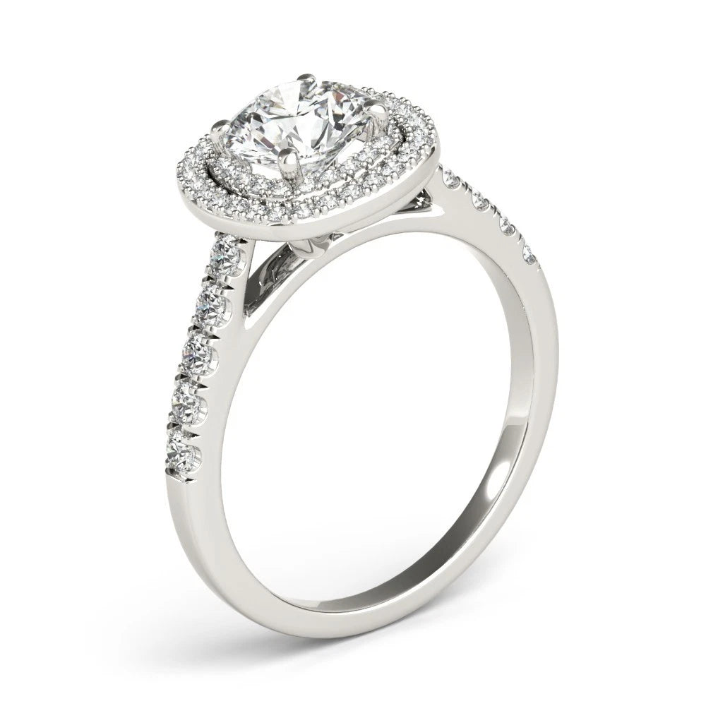 Lab Grown Round Cut Diamond Halo Engagement Ring
