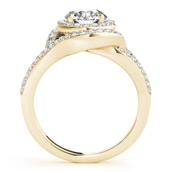 Lab Grown Round Cut Diamond Halo Engagement Ring
