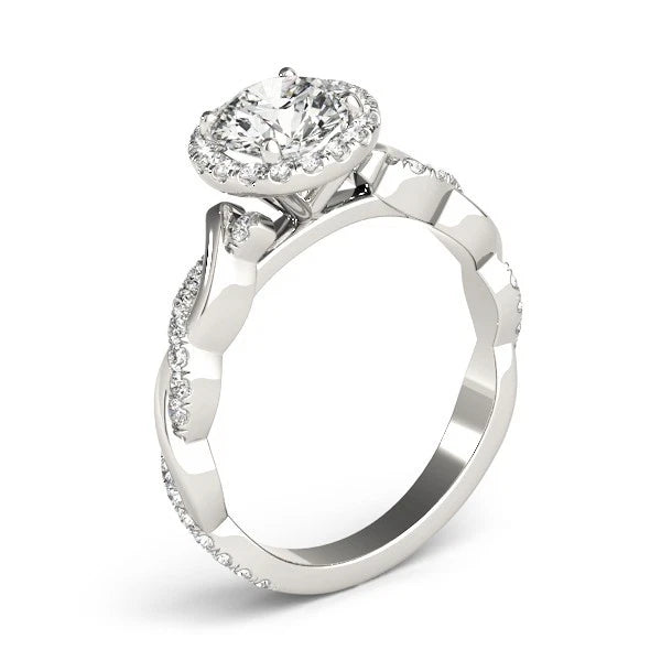 Lab Grown Round Cut Diamond Halo Engagement Ring For Women