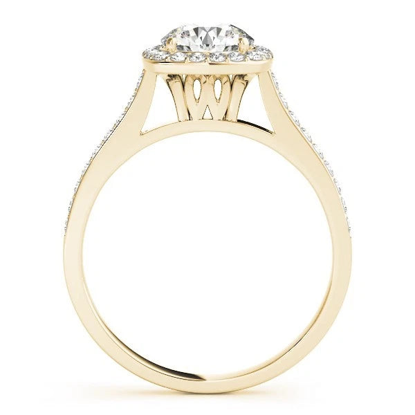 Lab Grown Round Cut DE/VS Diamond Halo Engagement Ring