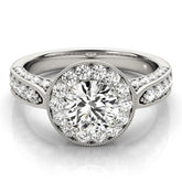 Lab Grown Round Diamond Halo Engagement Ring