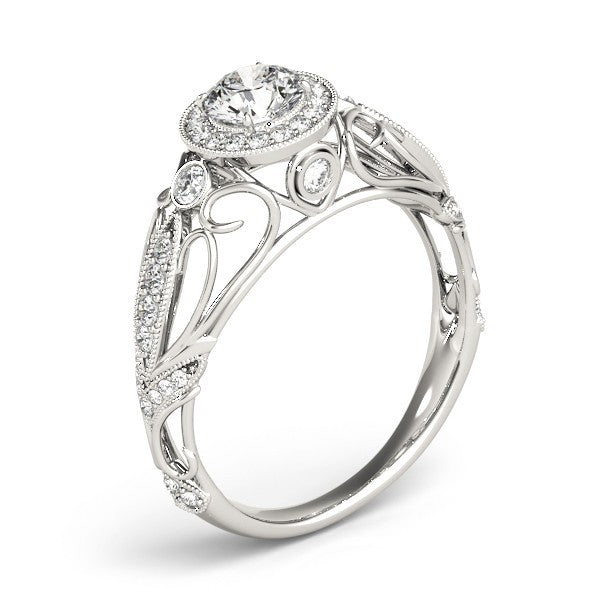 Lab Grown Round Diamond Halo Engagement Ring