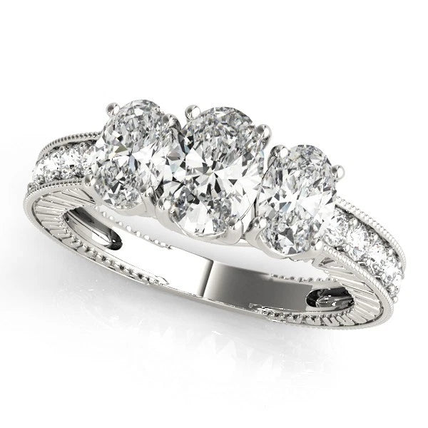 Oval Cut Trilogy Engagement Ring
