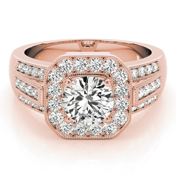 Lab Grown Round Diamond Halo Engagement Ring