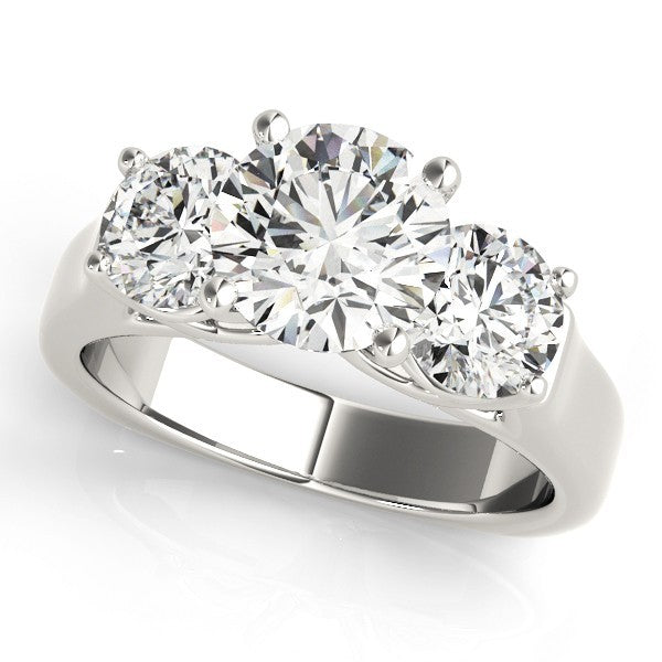 Lab Grown Platinum Diamond Three Stone Engagement Ring For Women 2CT DE/VS