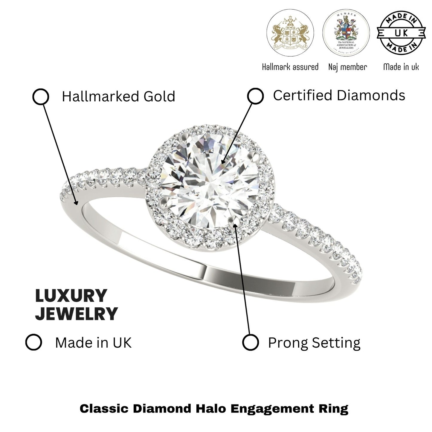 Lab-Grown Diamond Halo Engagement Ring in Platinum
