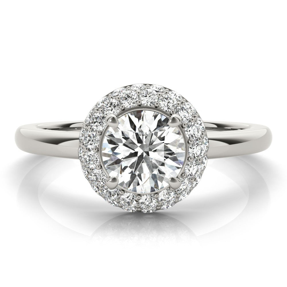Lab Grown Round Cut Diamond Halo Engagement Ring