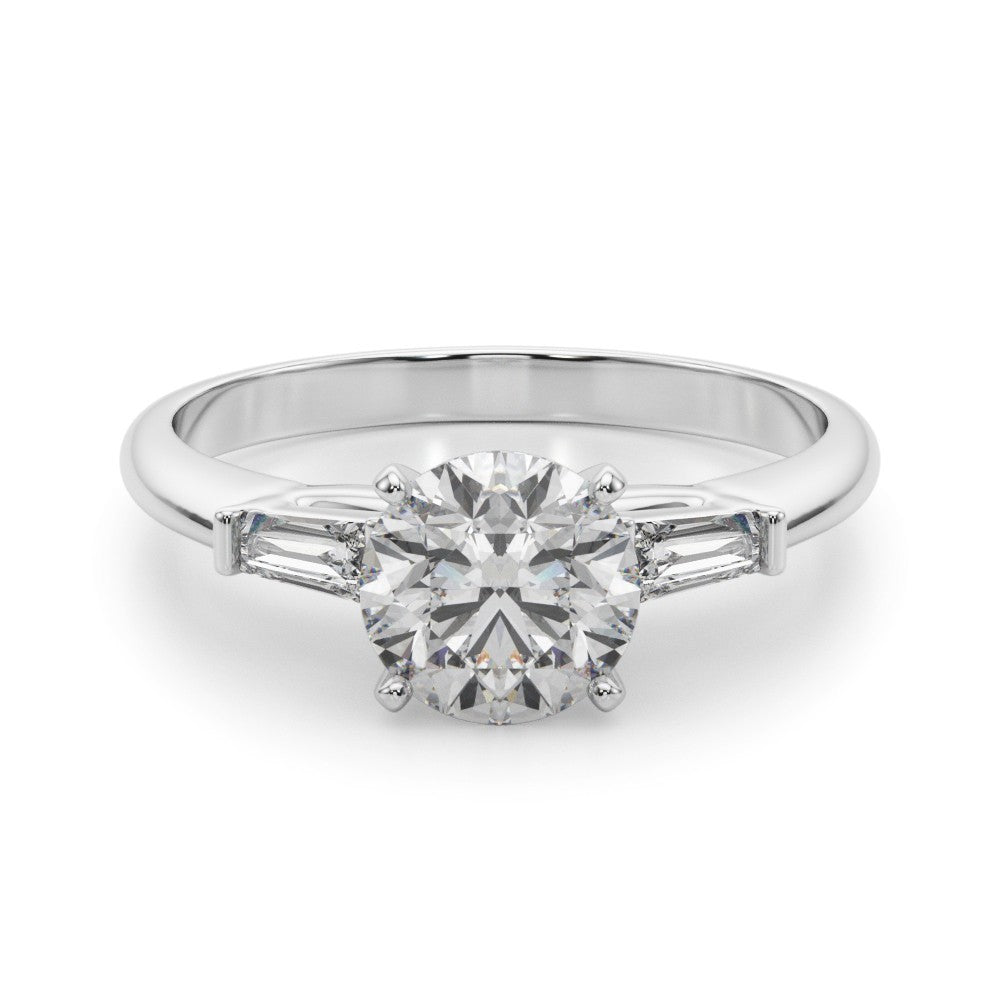 Lab-Grown Round Cut Diamond 3 Stone Engagement Ring 950 Platinum