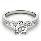 Lab-Grown Round Cut Diamond Trilogy Engagement Ring In Platinum 2CT DE/VS