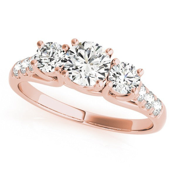 Lab Grown Round Cut Diamond 3-Stone Engagement Ring In DE/VS 0.50Ct To 2.00Ct