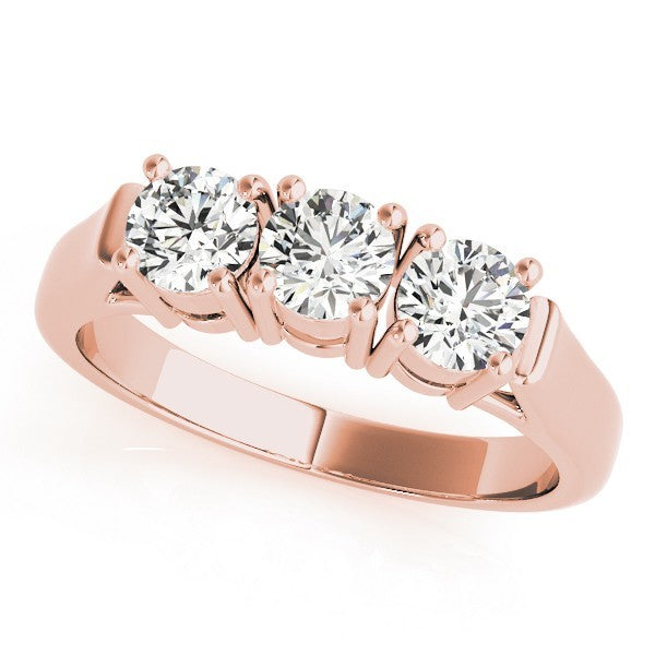 Lab Grown Round Diamond Trilogy Engagement Ring Platinum