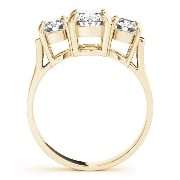18k yellow gold Oval cut Trilogy Engagement Ring – 2Ct DE/VS Lab Grown Diamonds