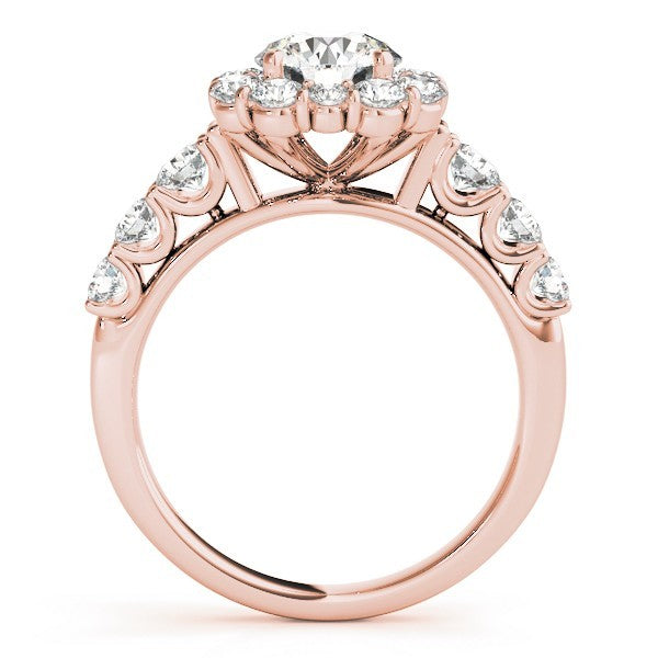 Lab Grown Round Cut Diamond Halo Engagement Ring