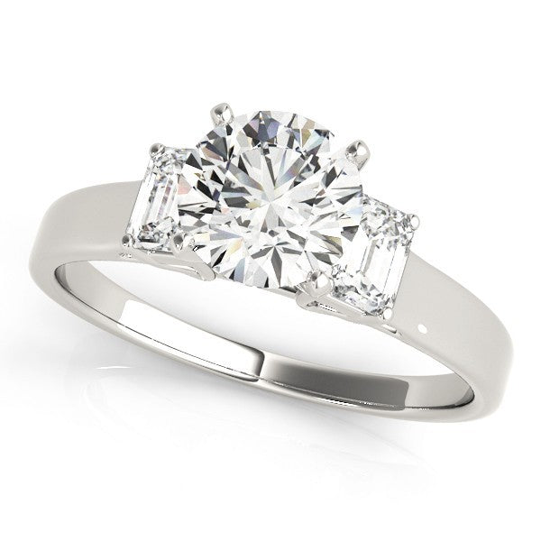 Platinum Lab Grown Round Cut Diamond Trilogy Engagement Ring In 2.00ct DE/VS
