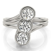 Lab Grown Round Diamond Trilogy Engagement Ring Platinum