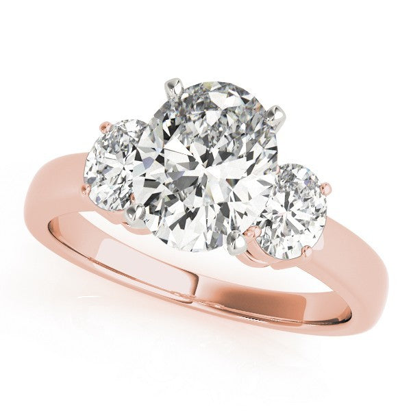 18k White gold Oval cut Trilogy Engagement Ring – 2Ct DE/VS Lab Grown Diamonds