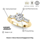 Lab-Grown Round Diamond 3 Stone Engagement Ring