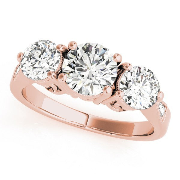 2.00Ct Lab Grown Round Diamond 3 Stone Engagement Ring Platinum
