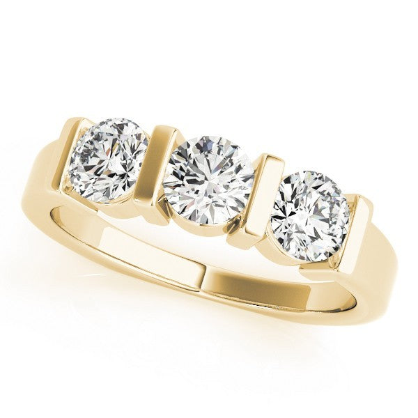 2.00Ct Lab Grown Round Diamond Bar Set 3 Stone Engagement Ring Platinum