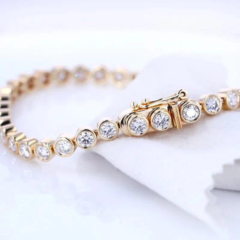 4.00 Carat Natural Round Cut Diamond Bezel-set Tennis Bracelet