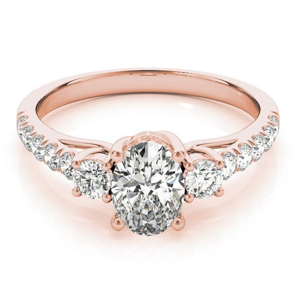 2.00CT Lab Grown Oval Diamond Trilogy Engagement Ring Platinum