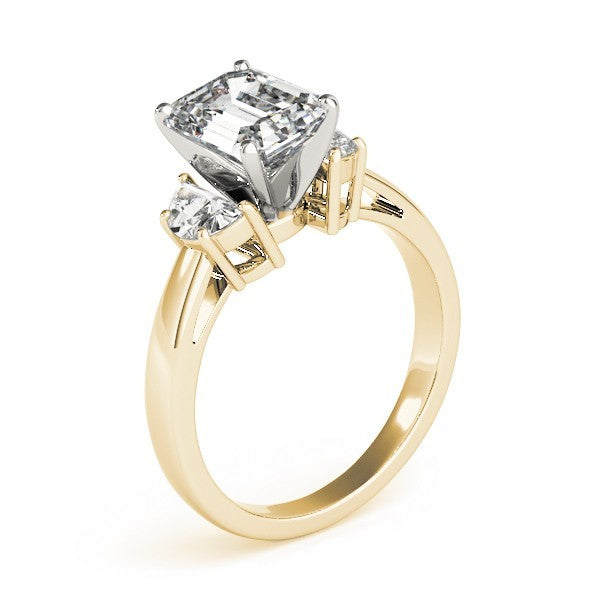 Lab-Grown Emerald Cut Diamond Trilogy Engagement Ring 18K White Gold