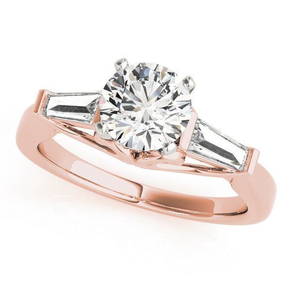 18K Yellow Gold Lab-Grown Round Diamond Trilogy Engagement Ring