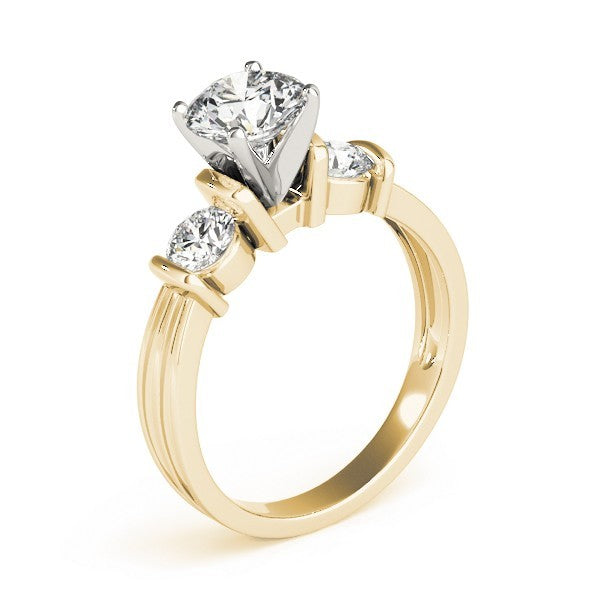 Gold ring with a diamond on a white background