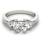 Lab-Grown Round Cut Diamond Trilogy Engagement Ring In 18K White Gold 2.00CT DE/VS