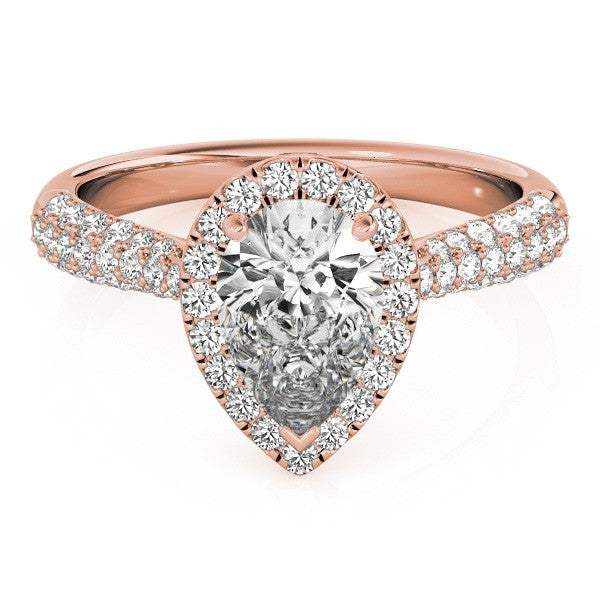 Lab Grown Pear Shape Diamond Halo Engagement Ring