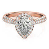 Lab Grown Pear Shape Diamond Halo Engagement Ring